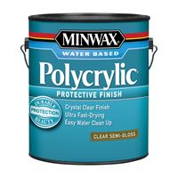 Minwax Polycrylic 14444000 Waterbased Polyurethane, Semi-Gloss, Liquid, Crystal Clear, 1 gal, Can, Pack of 2 