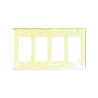 Eaton Cooper Wiring 2164 2164V-BOX Wallplate, 4-1/2 in L, 8.19 in W, 4 -Gang, Thermoset, Ivory, High-Gloss 