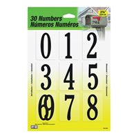 Hy-Ko MM-200B Packaged Number Set, 2-3/8 in H Character, Black Character, Plastic, Pack of 2 
