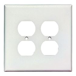 Eaton Wiring Devices 2750W-BOX Receptacle Wallplate, 5-1/4 in L, 5-5/16 in W, 2 -Gang, Thermoset, White, Pack of 10 