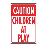 Hy-Ko HW-7 Traffic Sign, Rectangular, CHILDREN AT PLAY, Red Legend, White Background, Aluminum 