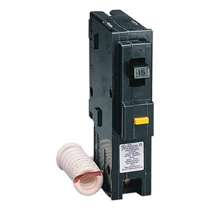 Square D Homeline HOM115GFICP Circuit Breaker, Mini, 15 A, 1 -Pole, 120 V, Fixed Trip, Plug Mounting, Black