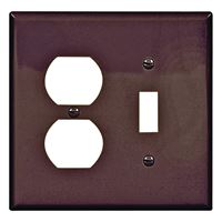 Eaton Wiring Devices PJ18B Combination Wallplate, 4-7/8 in L, 4-15/16 in W, 2 -Gang, Polycarbonate, Brown, Pack of 20 