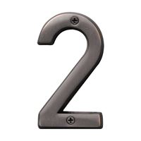 Hy-Ko Prestige Series BR-42OWB/2 House Number, Character: 2, 4 in H Character, Bronze Character, Solid Brass, Pack of 3 