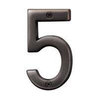 Hy-Ko Prestige Series BR-42OWB/5 House Number, Character: 5, 4 in H Character, Bronze Character, Solid Brass, Pack of 3 