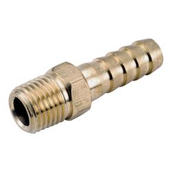 Anderson Metals 129 Series 757001-0406 Hose Adapter, 1/4 in, Barb, 3/8 in, MPT, Brass, Pack of 5 