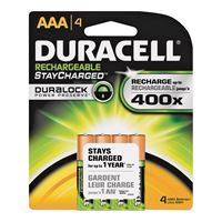 Duracell 66160 Battery, 1.2 V Battery, 700 mAh, AAA Battery, Nickel-Metal Hydride, Rechargeable 