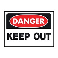 Hy-Ko 512 Danger Sign, Rectangular, KEEP OUT, Black Legend, White Background, Polyethylene, 14 in W x 10 in H Dimensions, Pack of 5 