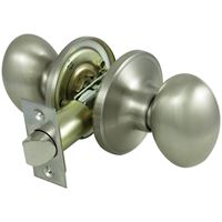 ProSource TYLP30V-PS Passage Knob, Metal, Satin Nickel, 2-3/8 to 2-3/4 in Backset, 1-3/8 to 1-3/4 in Thick Door 