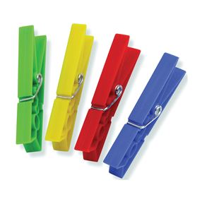 Honey-Can-Do DRY-01390 Classic Clothespin, 0.79 in W, 3.31 in L, Plastic, Blue/Green/Red/Yellow, Pack of 12