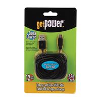 GetPower GP-XL-USB-M USB Charging and Sync Cable, Black, 12 ft L 