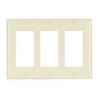 Eaton Cooper Wiring 2163 2163LA-BOX Wallplate, 4-1/2 in L, 6.37 in W, 3 -Gang, Thermoset, Light Almond, High-Gloss 
