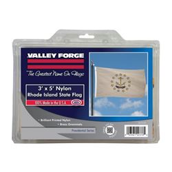 Valley Forge RI3 Flag with Brass Grommet, 5 ft L, 3 ft W, Rhode Island, HOPE, Nylon 