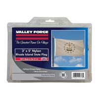 Valley Forge RI3 Flag with Brass Grommet, 5 ft L, 3 ft W, Rhode Island, HOPE, Nylon 