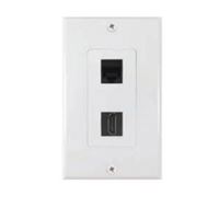 Zenith VW3001HDE2E HDMI and Ethernet Wallplate, 7-1/2 in L, 3-3/4 in W, 1 -Gang, Plastic, White, Flush Mounting, Pack of 4 