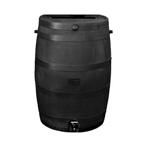 RTS 551000300A8000 Rain Barrel, 50 gal Capacity, Plastic, Black