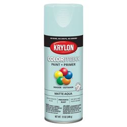 Krylon COLORmaxx K05549007 Spray Paint, Matte, Aqua, 12 oz, Aerosol Can 