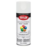 Krylon COLORmaxx K05558007 Spray Paint, Satin, Bright White, 12 oz, Aerosol Can 