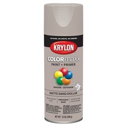Krylon COLORmaxx K05600007 Spray Paint, Matte, Sand Dollar, 12 oz, Aerosol Can 