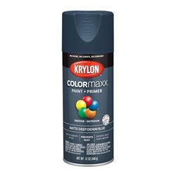 Krylon COLORmaxx K05604007 Spray Paint, Matte, Deep Denim Blue, 12 oz, Aerosol Can 