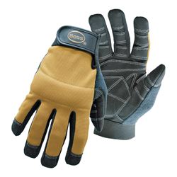Boss 5206M Utility Mechanic Gloves, M, Sweat Wipe Thumb, Hook-and-Loop Cuff, Poly/Spandex/Synthetic Leather 