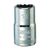 DeWALT DWMT74570OSP Drive Socket, 14 mm Socket, 1/2 in Drive, 12-Point, Vanadium Steel, Polished Chrome 