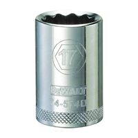 DeWALT DWMT74574OSP Drive Socket, 17 mm Socket, 1/2 in Drive, 12-Point, Vanadium Steel, Polished Chrome 
