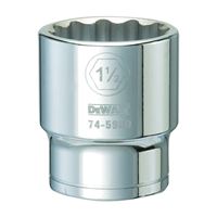 DeWALT DWMT74595OSP Drive Socket, 1-1/2 in Socket, 3/4 in Drive, 12-Point, Vanadium Steel, Polished Chrome 