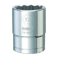 DeWALT DWMT74596OSP Drive Socket, 1-1/8 in Socket, 3/4 in Drive, 12-Point, Vanadium Steel, Polished Chrome 