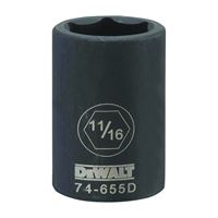 DeWALT DWMT74655OSP Impact Socket, 11/16 in Socket, 1/2 in Drive, 6-Point, CR-440 Steel, Black Oxide 
