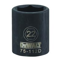 DeWALT DWMT75112OSP Deep Impact Socket, 22 mm Socket, 1/2 in Drive, 6-Point, Steel, Black Oxide 