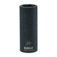 DeWALT DWMT75128OSP Deep Impact Socket, 20 mm Socket, 1/2 in Drive, 6-Point, Steel, Black Oxide 