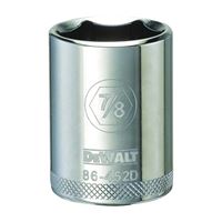 DeWALT DWMT86452OSP Drive Socket, 7/8 in Socket, 1/2 in Drive, 6-Point, Steel, Polished Chrome Vanadium 