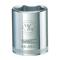 DeWALT DWMT86453OSP Drive Socket, 15/16 in Socket, 1/2 in Drive, 6-Point, Steel, Polished Chrome Vanadium 