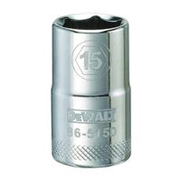 DeWALT DWMT86515OSP Drive Socket, 15 mm Socket, 1/2 in Drive, 6-Point, Vanadium Steel, Polished Chrome 