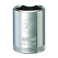 DeWALT DWMT86522OSP Drive Socket, 22 mm Socket, 1/2 in Drive, 6-Point, Vanadium Steel, Polished Chrome 