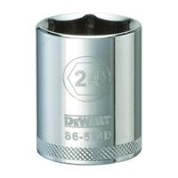 DeWALT DWMT86524OSP Drive Socket, 24 mm Socket, 1/2 in Drive, 6-Point, Vanadium Steel, Polished Chrome 