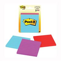 Post-it Ultra 6301 Lined Sticky Note, 3 x 3 in, Assorted, 50-Sheet 