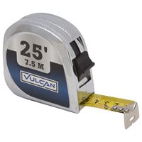 Vulcan 62-7.5X25-C Tape Measure, 25 ft L Blade, 1 in W Blade, Steel Blade, ABS Plastic Case, Silver Case, Pack of 24 