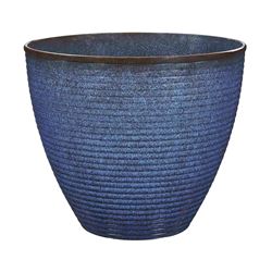 Landscapers Select PT-S007 Wave Planter, 18 in Dia, 15 in H, Round, Resin, Blue, Blue Wave, Pack of 6 