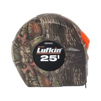 Crescent Lufkin CMOH625 Tape Measure, 25 ft L Blade, 1 in W Blade, Steel Blade, ABS Case, Camouflage Case, Pack of 8 