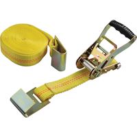 ProSource FH64065 Tie-Down, 2 in W, 27 ft L, Polyester Webbing, Metal Ratchet, Yellow, 3333 lb, Flat Hook End Fitting 
