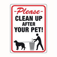 Hy-Ko 20617 Identification Sign, Rectangular, CLEANUP AFTER YOUR PET!, Black/Red Legend, White Background, Plastic, Pack of 10 