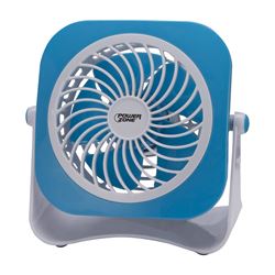 PowerZone QT-U403B Tabletop Fan, 5 VDC, 4 in Dia Blade, 5-Blade, 2-Speed, 48 in L Cord, White/Blue OR White/Red, Pack of 4 