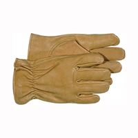 Boss 4052L Gloves, L, Keystone Thumb, Open, Shirred Elastic Back Cuff, Pigskin Leather, Tan 