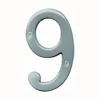 Hy-Ko Prestige Series BR-43SN/9 House Number, Character: 9, 4 in H Character, Nickel Character, Solid Brass, Pack of 3 