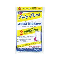 Warps Poly-Pane Series 2P-24 Storm Window Kit, 36 in W, 1 mil Thick, 72 in L, Clear, Pack of 24 