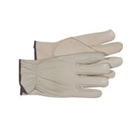 Boss 4067J-XL Gloves, Mens, XL, 3 in L, Keystone Thumb, Shirred Elastic Cuff, Grain Cowhide Leather, Natural 