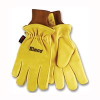 Heatkeep 94HK-L Protective Gloves, Mens, L, 13 in L, Keystone Thumb, Knit Wrist Cuff, Pigskin Leather, Gold 