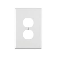Leviton 80503-W Receptacle Wallplate, 4-7/8 in L, 3-1/8 in W, Midway, 1 -Gang, Plastic, White, Surface Mounting 